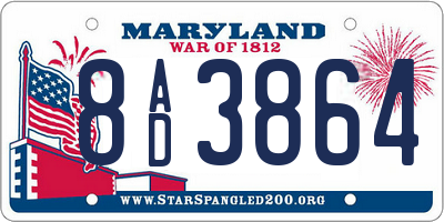 MD license plate 8AD3864