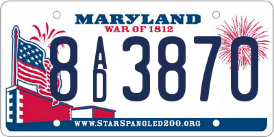 MD license plate 8AD3870