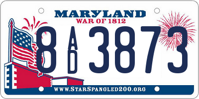 MD license plate 8AD3873