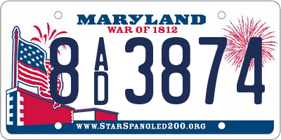 MD license plate 8AD3874