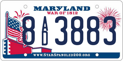 MD license plate 8AD3883