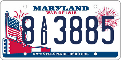 MD license plate 8AD3885