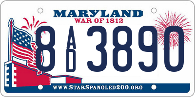 MD license plate 8AD3890