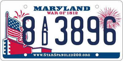 MD license plate 8AD3896
