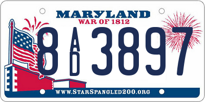 MD license plate 8AD3897