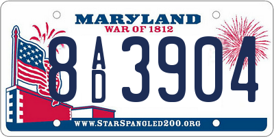 MD license plate 8AD3904
