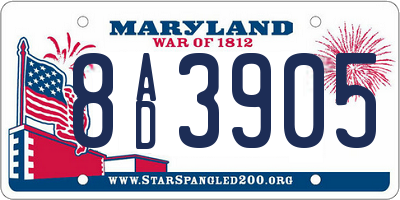 MD license plate 8AD3905