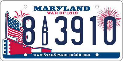 MD license plate 8AD3910