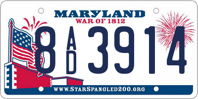 MD license plate 8AD3914
