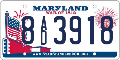MD license plate 8AD3918