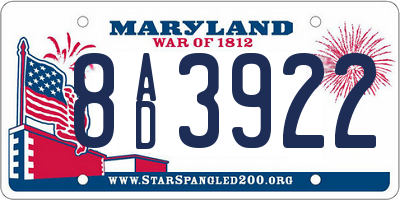 MD license plate 8AD3922