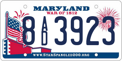 MD license plate 8AD3923