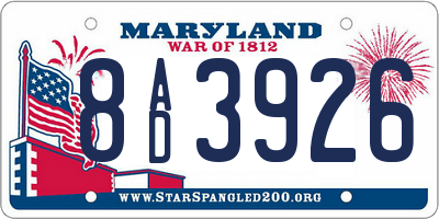 MD license plate 8AD3926