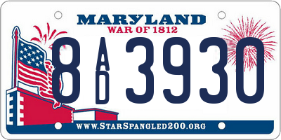 MD license plate 8AD3930