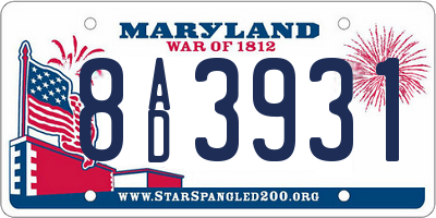 MD license plate 8AD3931