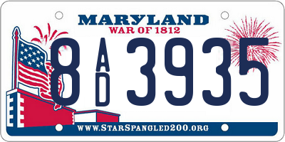 MD license plate 8AD3935