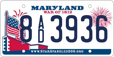 MD license plate 8AD3936