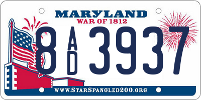 MD license plate 8AD3937