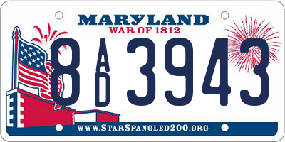 MD license plate 8AD3943