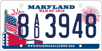 MD license plate 8AD3948
