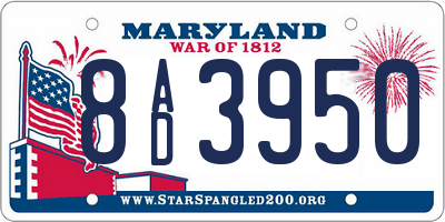MD license plate 8AD3950