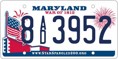 MD license plate 8AD3952