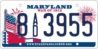 MD license plate 8AD3955
