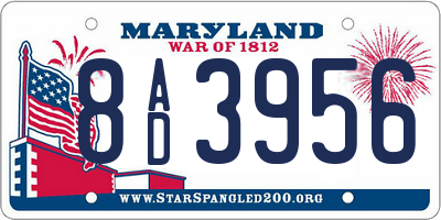 MD license plate 8AD3956