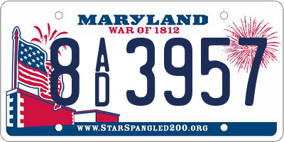 MD license plate 8AD3957