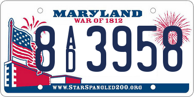 MD license plate 8AD3958
