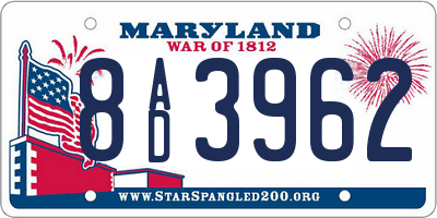 MD license plate 8AD3962