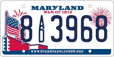 MD license plate 8AD3968