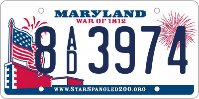 MD license plate 8AD3974