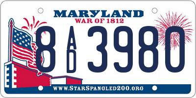 MD license plate 8AD3980