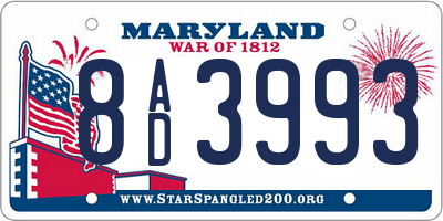 MD license plate 8AD3993