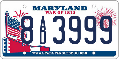 MD license plate 8AD3999