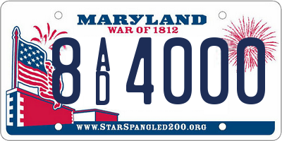 MD license plate 8AD4000