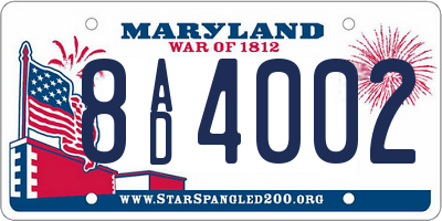 MD license plate 8AD4002