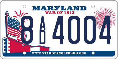 MD license plate 8AD4004