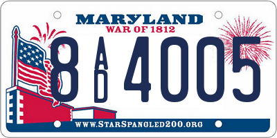 MD license plate 8AD4005