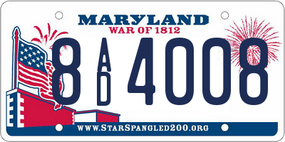 MD license plate 8AD4008