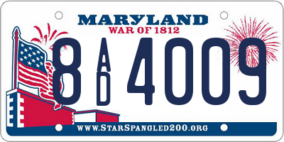 MD license plate 8AD4009