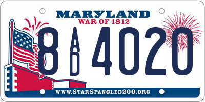 MD license plate 8AD4020