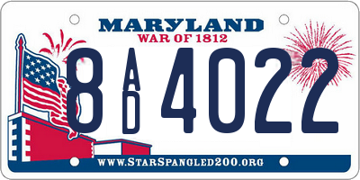 MD license plate 8AD4022