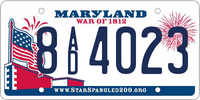 MD license plate 8AD4023