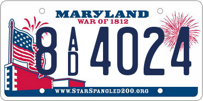 MD license plate 8AD4024