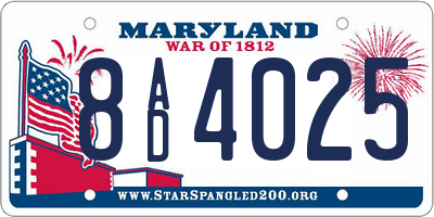 MD license plate 8AD4025