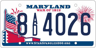 MD license plate 8AD4026