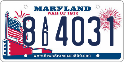 MD license plate 8AD4031