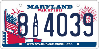 MD license plate 8AD4039